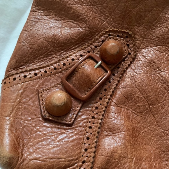 Balenciaga Brown Leather Brief. Size: 16.5”Wx14”Hx3”D. Handle drop: 5.5” - Picture 12 of 16